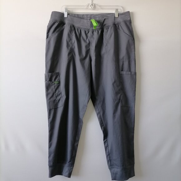 Landau Pro Flex Womens Gray Straight Leg Cargo Pocket Scrub Pants Size PXL - Picture 1 of 7